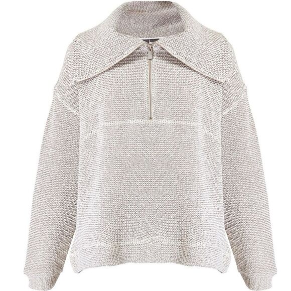 Sweaty Betty Restful Boucle Half‑Zip Sweatshirt Size 6 Neutral Comfy - Picture 3 of 10